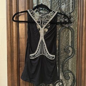Black halter with rhinestones